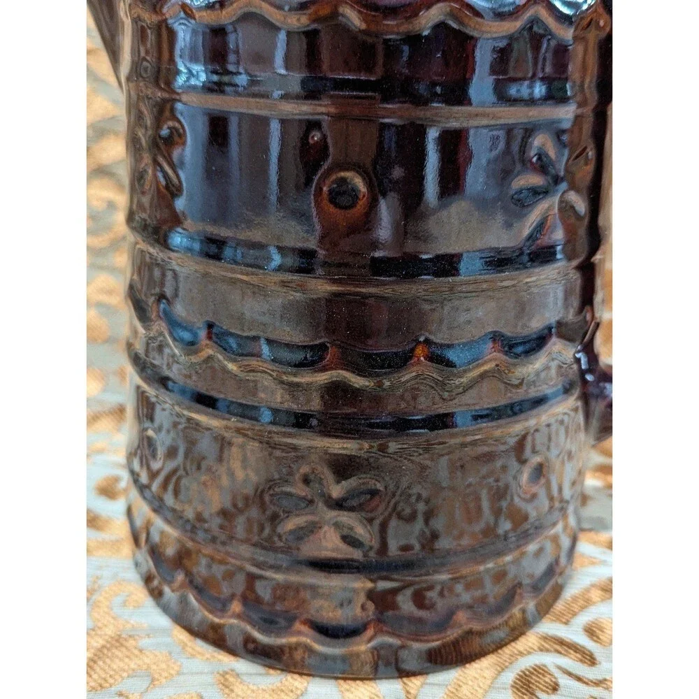 Vintage Marcrest Stoneware Brown Daisy Dot Water‎ Pitcher 8